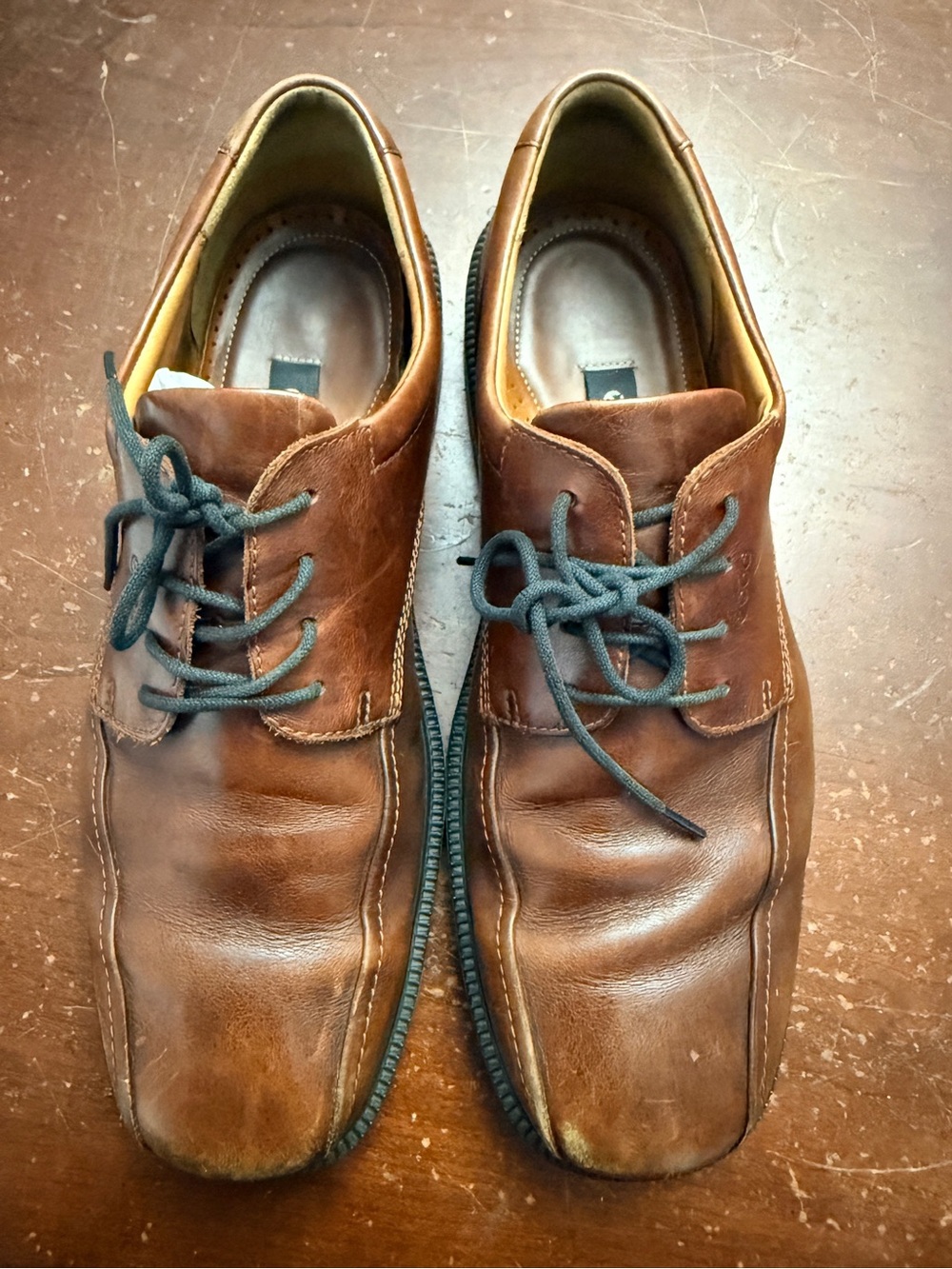 Ecco men’s 45. Size 11 leather tie boat office career chestnut vintage shoes